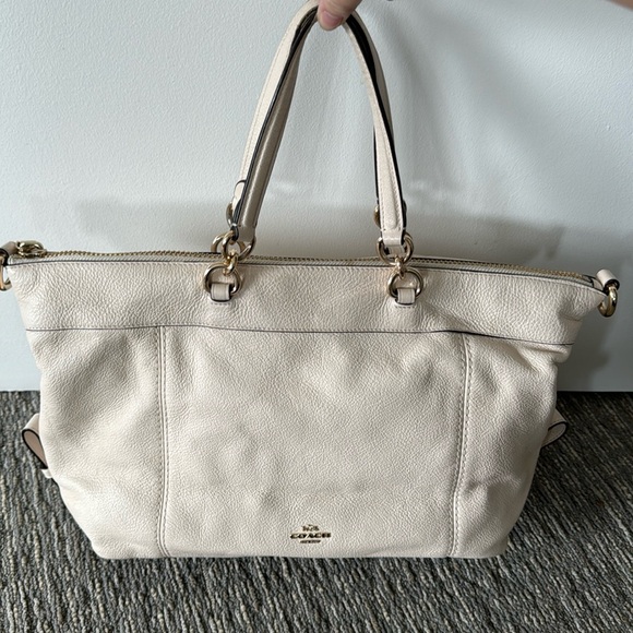 Coach Chalk White Pebbled Leather Lenox Satchel F59325 - Picture 3 of 16